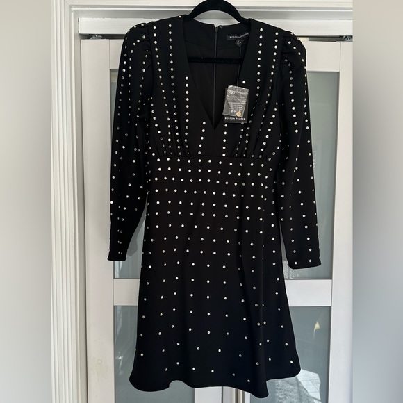 Boston Proper Crystal Embellished V Neck A Line Dress- Brand New - Picture 13 of 13